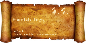 Hemrich Inge névjegykártya